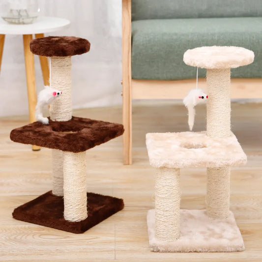 Cat Toy Scratching Post Sisal Rope Small 3-Layer Kitten Cat Tree for Cats Scratcher Grind Claw Climbing Frame Post Pet Furniture