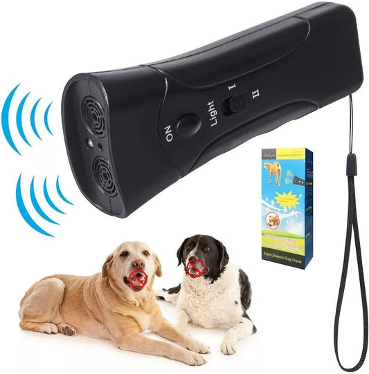 Ultrasonic Dog Repeller Scare Dogs Anti Barking Device High Power LED Flashlight Pet Training Tools