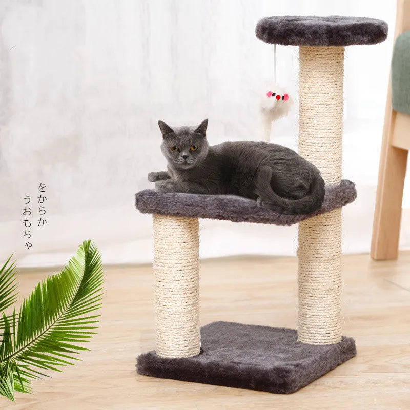 Cat Toy Scratching Post Sisal Rope Small 3-Layer Kitten Cat Tree for Cats Scratcher Grind Claw Climbing Frame Post Pet Furniture