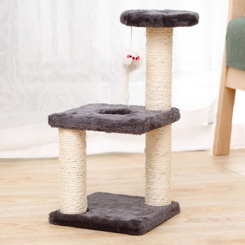 Cat Toy Scratching Post Sisal Rope Small 3-Layer Kitten Cat Tree for Cats Scratcher Grind Claw Climbing Frame Post Pet Furniture