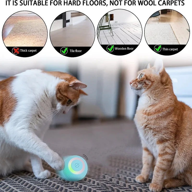 Electric Cat Ball Toys Smart Automatic Rolling Cat Toys for Cats Training Self Moving Kitten Exercise Toys Pet Accessories