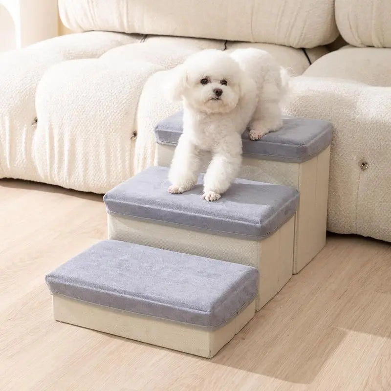 3 Steps Stairs Pet Dog Stairs Anti Slip Ladder Removable Indoor Ramp Puppy Stairs Steps For Dogs To Get On Bed Couch Small Dogs