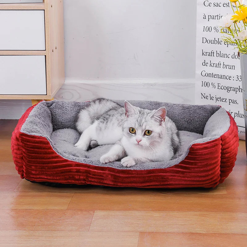 Bed for Dog Cat Pet Soft Square Plush Kennel Animals Accessories Dogs Basket Sofa Bed Larger Medium Puppy Pet Products Mattress