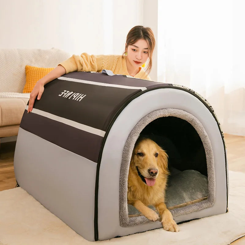 Removable Dog Warm House Washable Pet bed for Large Medium Dogs Travelling Portable Dot Print Flower Pet House Sleeping Bed