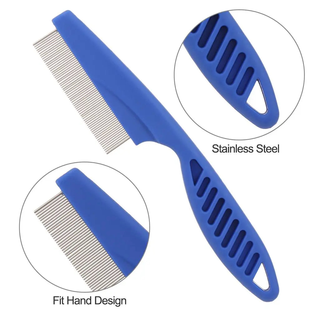 6 Pcs/set Pet Flea Comb Stainless Steel Head Lice Comb Fine Tooth Dogs Cats Grooming Combs Dematting Tool Pet Tear Stain Remove