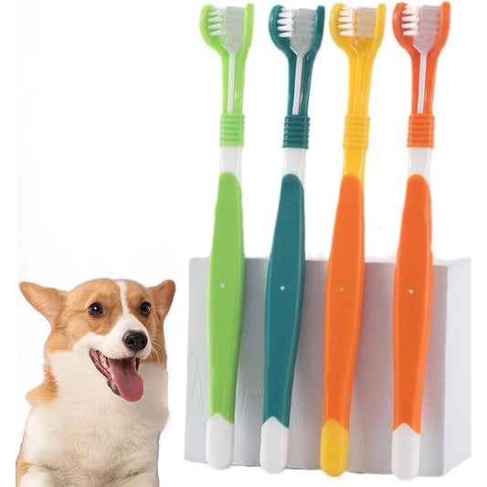 Three Sided Pet Toothbrush Dog Brush Addition Bad Breath Tartar Teeth Care Dog Cat Cleaning Mouth Toothbrush Pet Supplies