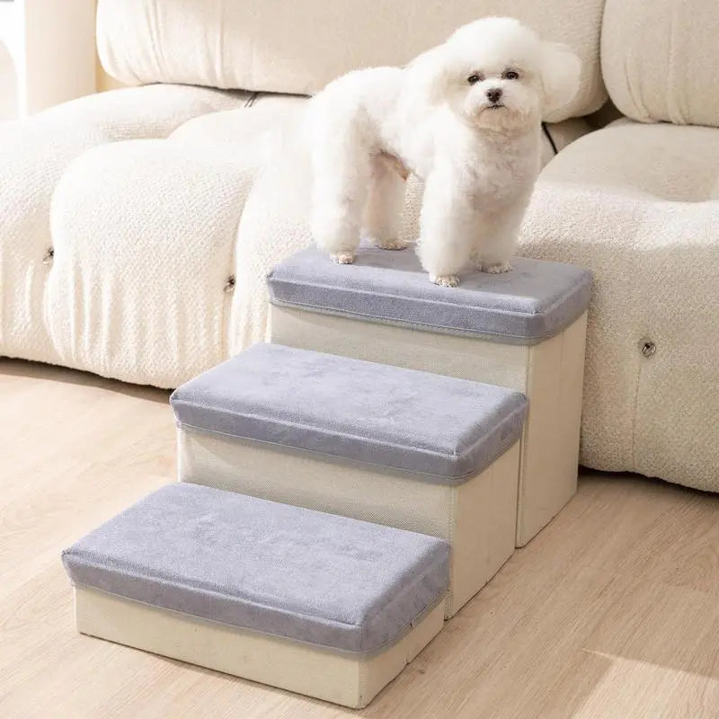 3 Steps Stairs Pet Dog Stairs Anti Slip Ladder Removable Indoor Ramp Puppy Stairs Steps For Dogs To Get On Bed Couch Small Dogs