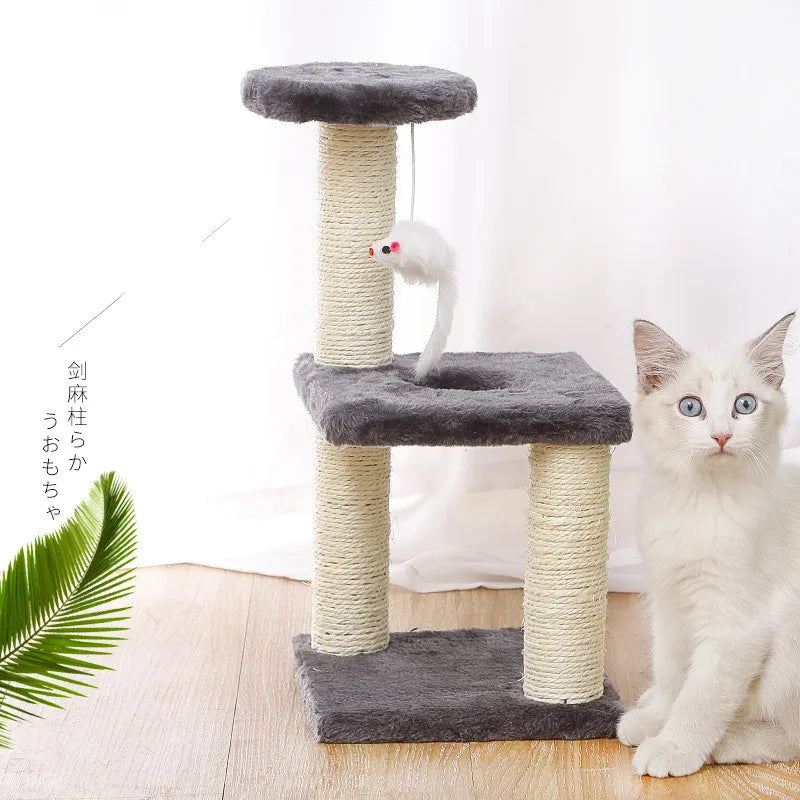 Cat Toy Scratching Post Sisal Rope Small 3-Layer Kitten Cat Tree for Cats Scratcher Grind Claw Climbing Frame Post Pet Furniture