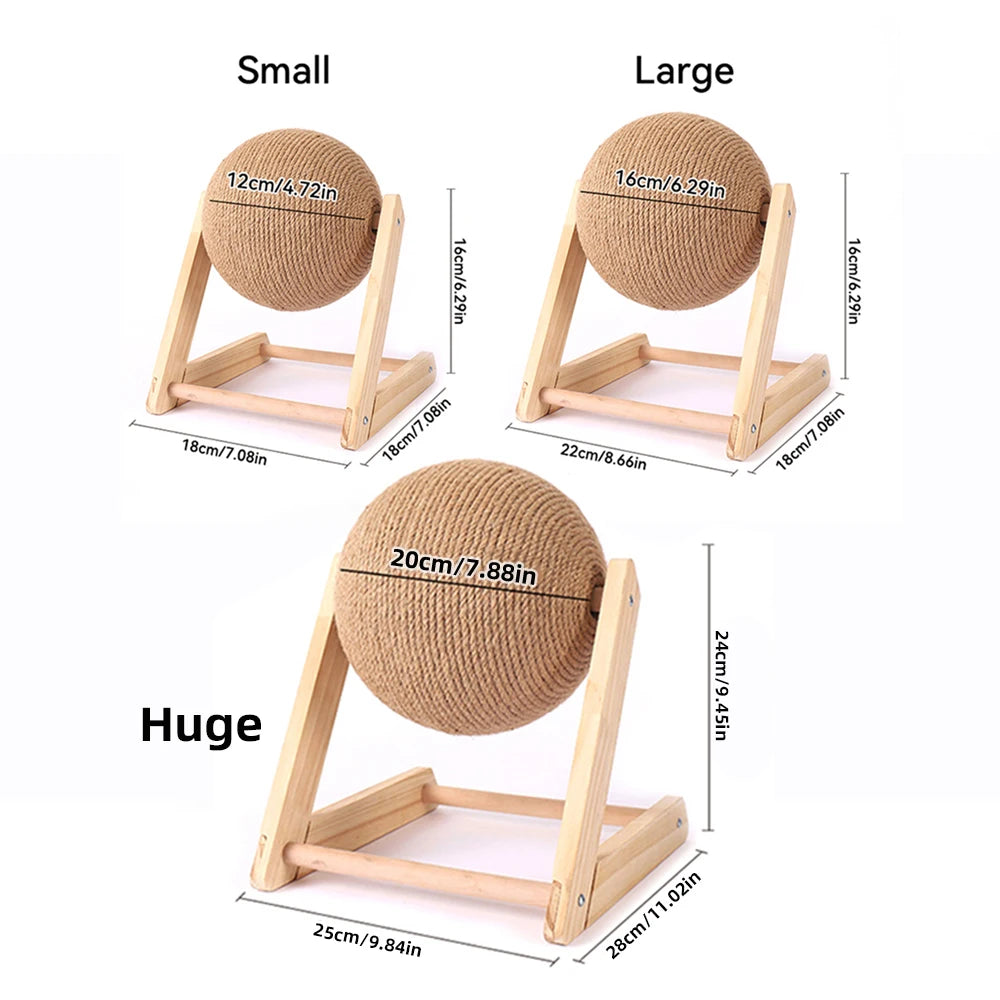 Cat Scratcher Toy, Pet Scratching Ball, Wood Stand, Kitten Sisal Rope, Ball Board Grinding Paws, Furniture Supplies, Accessories