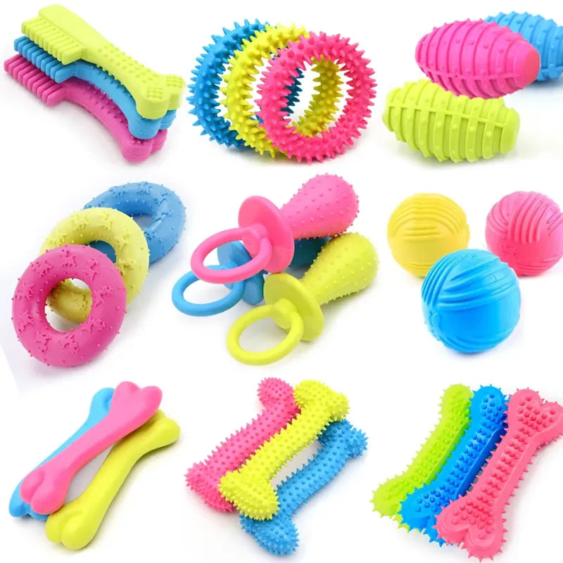 Small Dog Rubber Chew Toy for Teeth Cleaning and Training