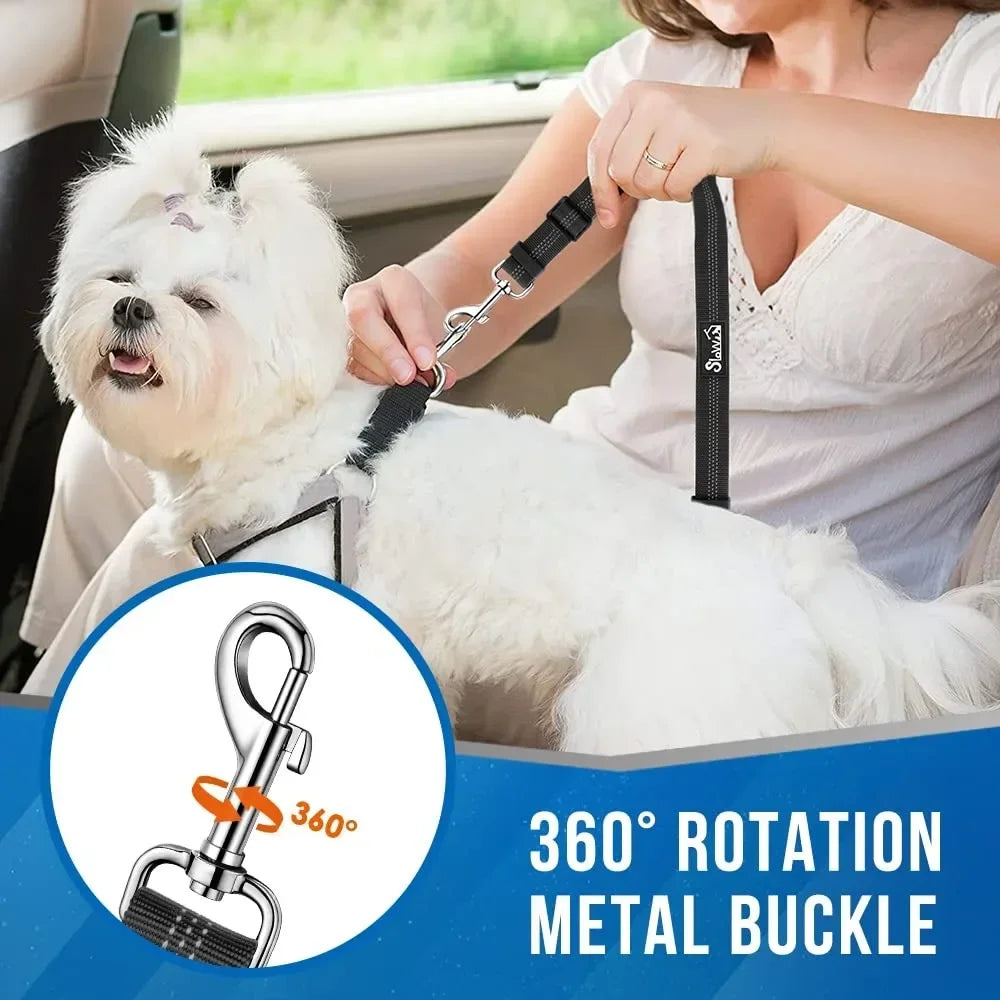 Double Dog Safety Belt Pet Car Headrest Restraint Safety Seatbelt Adjust Elastic Splitter Connect Harness in Travel for 2 Dogs