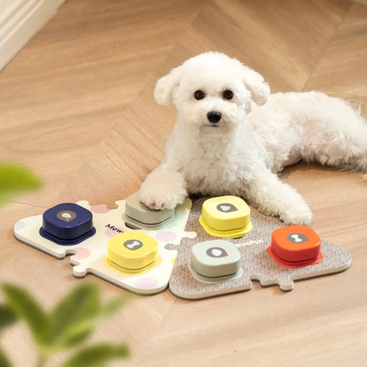 Mewoofun Dog Buttons for Communication Starter Pack Talking Buttons with Mat for Dogs & Cats Pet Sound Training Toy