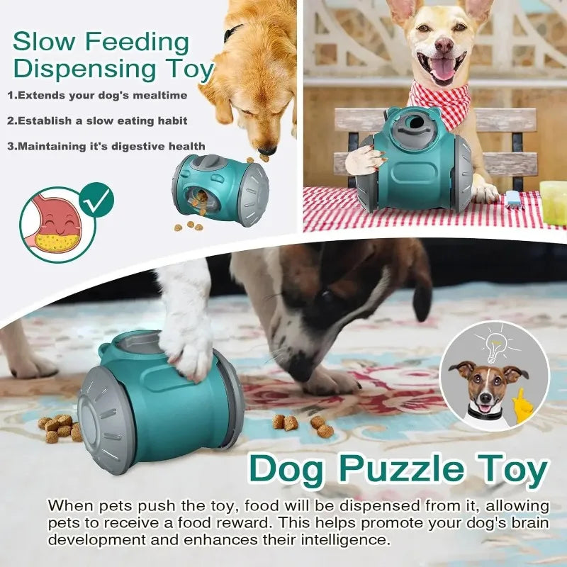 Rolling Slow Feeder Toy Interactive Dog Puzzle Toys Durable Dog Food Treat Dispenser Mental Stimulation Pets Chase Toy for Puppy