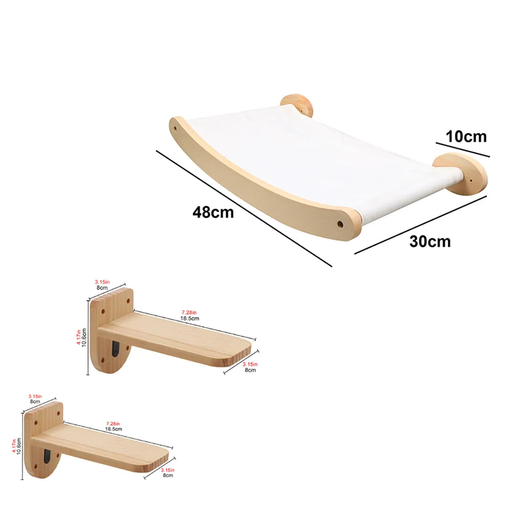 Wall Mounted Cat Bed Hammock & Climbing Platform Set