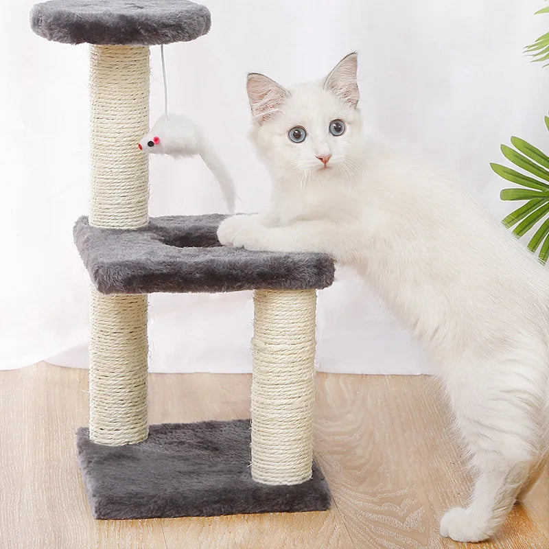 Cat Toy Scratching Post Sisal Rope Small 3-Layer Kitten Cat Tree for Cats Scratcher Grind Claw Climbing Frame Post Pet Furniture